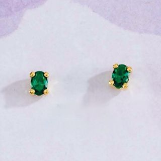 Pendientes oro 18k circonita verde