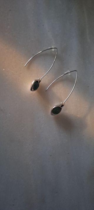 Pendientes largos plata y verde