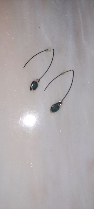 Pendientes largos plata y verde
