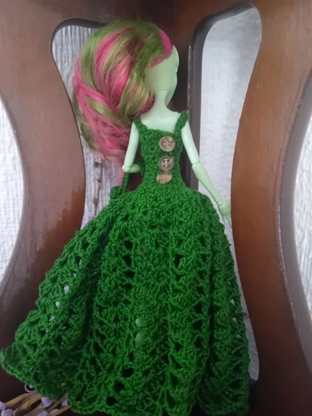 Vestido Monster High crochet + bolso y zapatos.