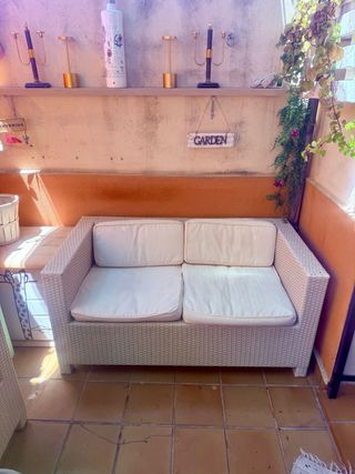 Sofá exterior plastico rafian blanco
