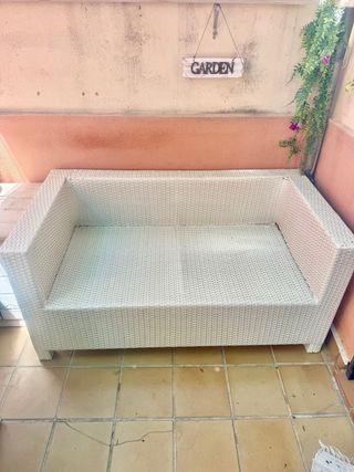 Sofá exterior plastico rafian blanco