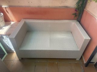 Sofá exterior plastico rafian blanco