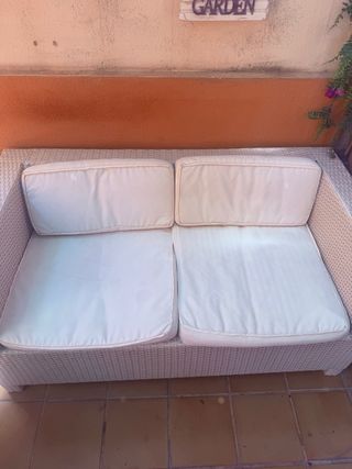 Sofá exterior plastico rafian blanco
