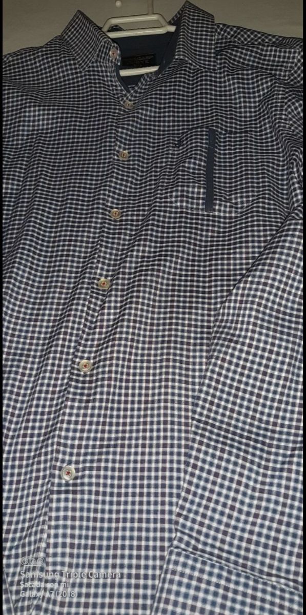 Camisa cuadros azul-blanca hombre