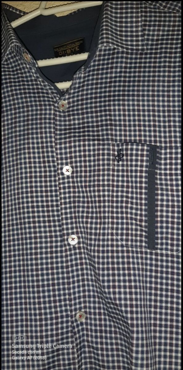 Camisa cuadros azul-blanca hombre