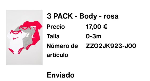 3 Bodys Nike Bebé