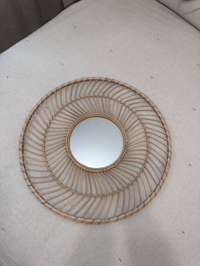 Espejo mimbre redondo