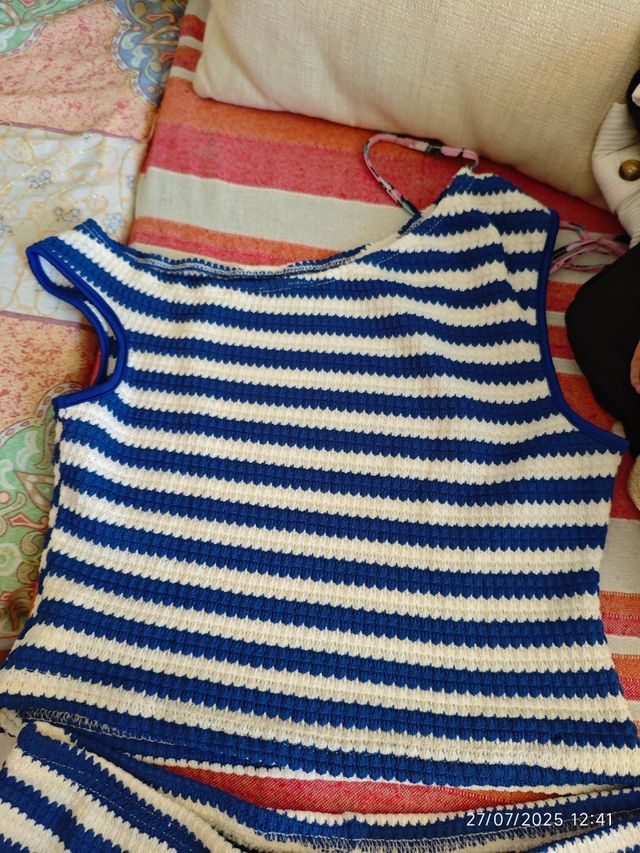 Conjunto rayas azul y blanco