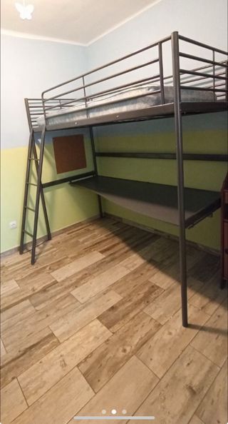 Litera metálica con escritorio - Gris/Verde