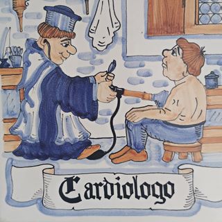 Quadro mattonella ceramica legno medico Cardiologo