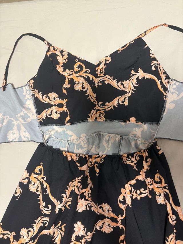 Vestito lungo nero oro - spacco