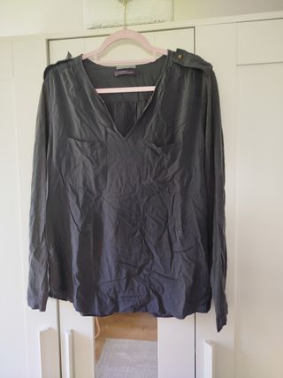 Blusa gris de Violeta By Mango - Talla L