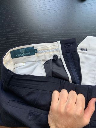 Traje Caramelo Azul marino cruzado 