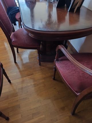 Conjunto mesa + 6 sillas roble