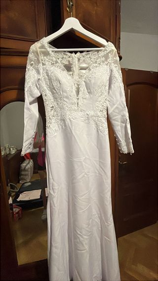 Vestido novia blanco encaje