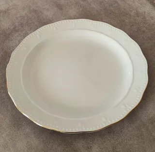 Vajilla porcelana blanca filo oro - 12 cubiertos