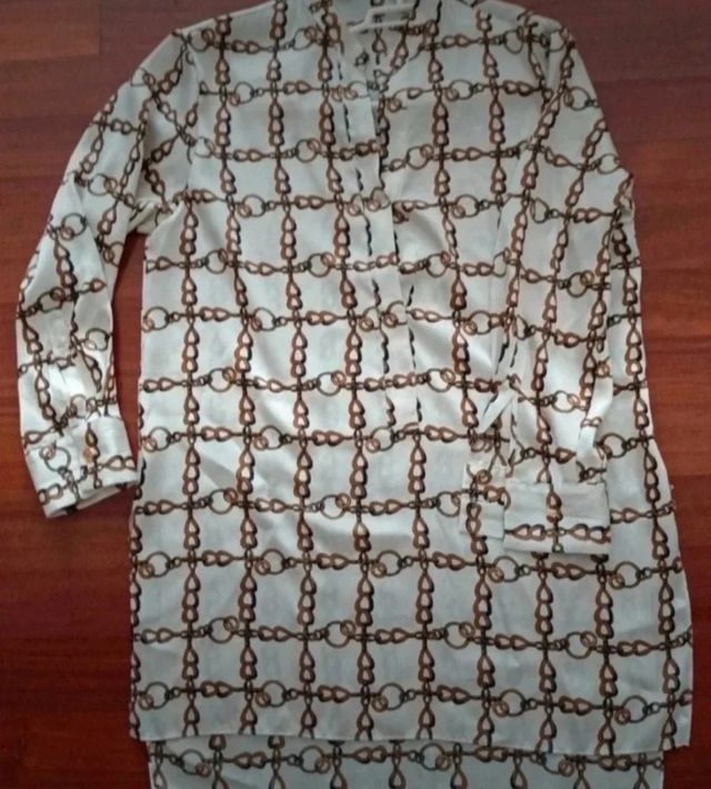 Camisa Zara M - Cadena - Blanco/Marrón