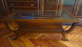 Mesa centro madera cristal