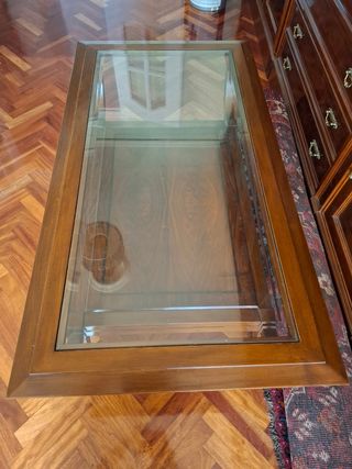 Mesa centro madera cristal