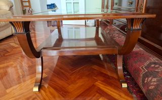 Mesa centro madera cristal