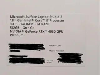 Microsoft Surface Laptop Studio 2 i7/RTX4050/512GB
