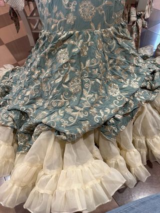 Traje Flamenca Bordado Turquesa