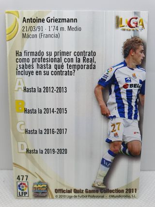 ⚽️ CROMO DE FUTBOL GRIEZMANN N.477 REAL SOCIEDAD 