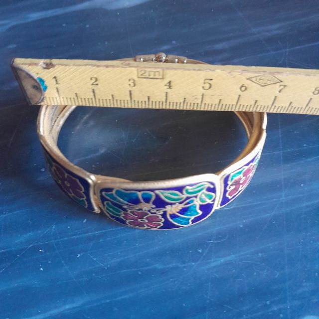 Bracciale rigido smalto fiori farfalle