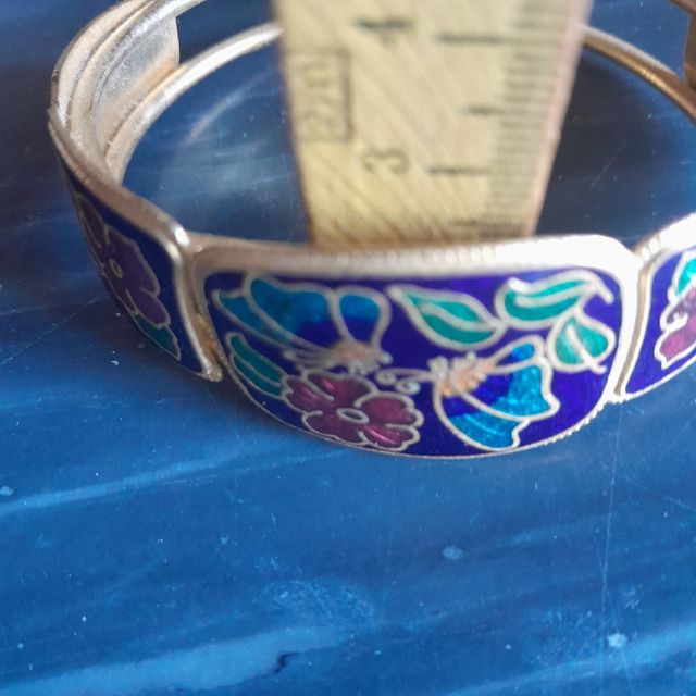 Bracciale rigido smalto fiori farfalle