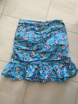 Mini Falda Zara - Flores Azul