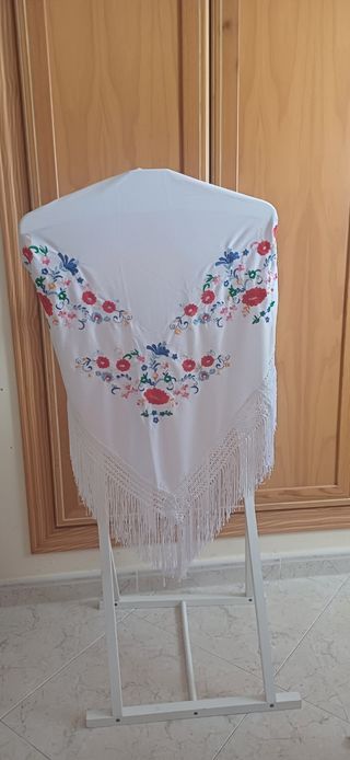 Manton Flamenca Blanco - Bordado