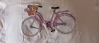 Camiseta bici flores - Blanca y morada