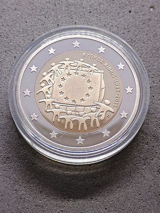2€ commemorativo Cipro 2015 PROOF.Bandiera Europea