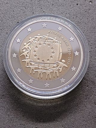 2€ commemorativo Cipro 2015 PROOF.Bandiera Europea