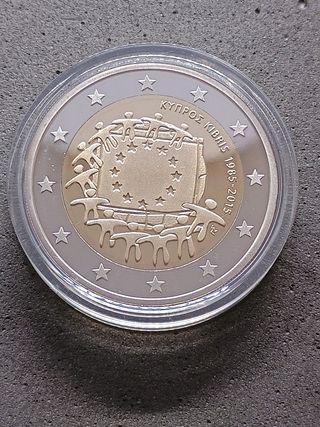 2€ commemorativo Cipro 2015 PROOF.Bandiera Europea