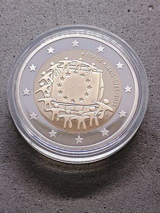 2€ commemorativo Cipro 2015 PROOF.Bandiera Europea