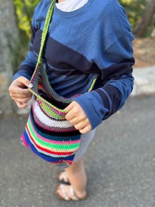 Borsa all'uncinetto multicolor