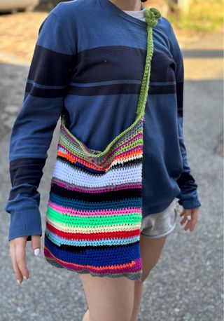 Borsa all'uncinetto multicolor