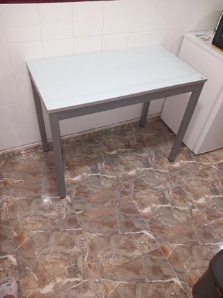 Mesa cocina cristal blanco