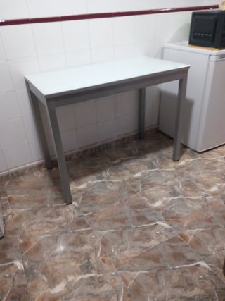 Mesa cocina cristal blanco