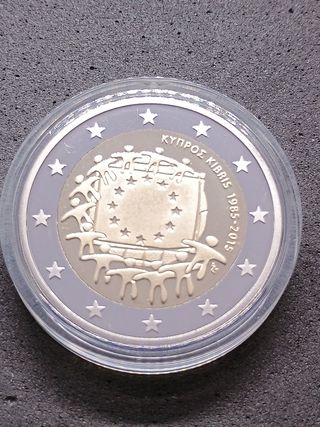 2€ Cipro 2015 CommemorativO PROOF.Bandiera europea