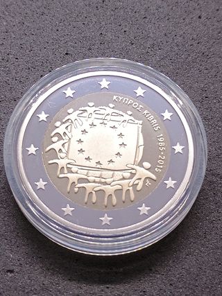 2€ Cipro 2015 CommemorativO PROOF.Bandiera europea