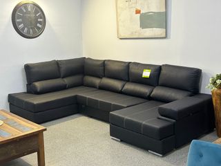 Sofá cama piel sintética negro