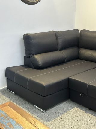 Sofá cama piel sintética negro