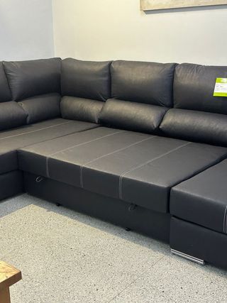 Sofá cama piel sintética negro