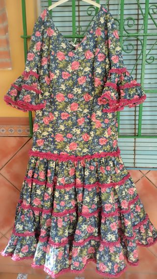 Traje Flamenca Rosa y Azul