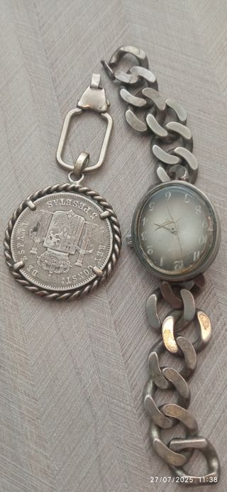 Reloj y pulsera plata antiguos