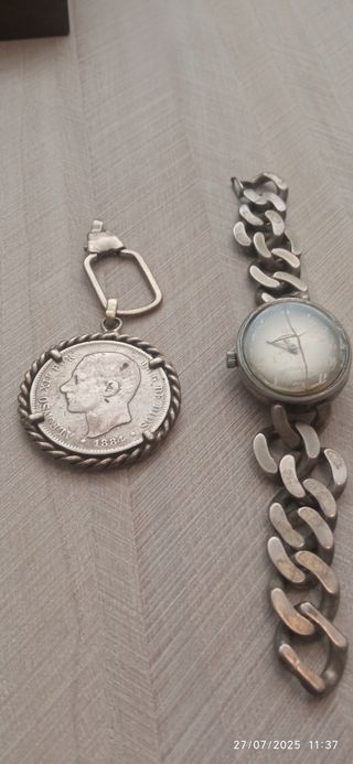Reloj y pulsera plata antiguos