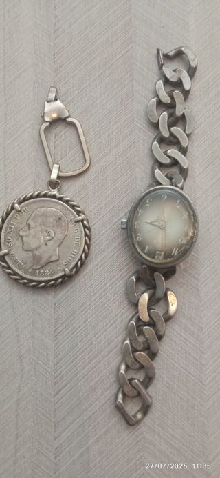 Reloj y pulsera plata antiguos